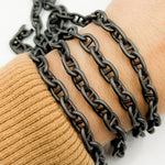 Load image into Gallery viewer, Black Rhodium 925 Sterling Silver Smooth Marina Link Chain