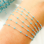 Load image into Gallery viewer, Sterling Silver Turquoise Color Enamel Chain