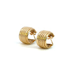 Load image into Gallery viewer, 15850018990. 14K Solid Gold Ribbed Hollow Hoop Earrings