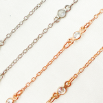 Load image into Gallery viewer, Cubic Zirconia Round 3mm Shape Connector With Chain Between