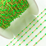 Load image into Gallery viewer, Gold Plated Sterling Silver Enamel Green Color Cable Chain
