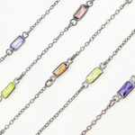 Load image into Gallery viewer, Multi Color Cubic Zirconia Rectangular Shape Connected Chain
