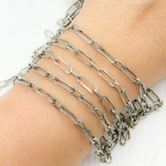 Load image into Gallery viewer, Oxidized Sterling Silver Flat Paperclip Link Chain