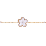 Load image into Gallery viewer, 14K Solid Gold Diamond and Mother of Pearl Flower Bracelet