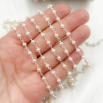 Load image into Gallery viewer, Freshwater Pearl Round Shape 925 Sterling Silver Wire Chain