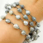 Load image into Gallery viewer, Coated Quartz Tear Drop Shape Oxidized Wire Chain