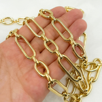 Load image into Gallery viewer, 539MTGP. Gold Plated 925 Sterling Silver Smooth Long & Short Links Chain