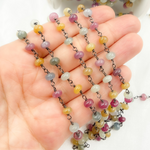 Load image into Gallery viewer, Multi Sapphire Smooth Oxidized Wire Chain