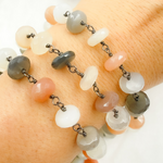 Load image into Gallery viewer, Multi Moonstone Oxidized Wire Chain