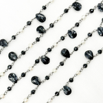 Load image into Gallery viewer, Black Spinel & Pearl Oxidized Wire Chain.