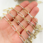 Load image into Gallery viewer, Gold Plated Sterling Silver Smooth & Diamond Cut Paperclip Chain