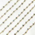 Load image into Gallery viewer, Labradorite Faceted Gold Plated 925 Sterling Silver Wire Chain.