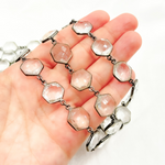 Load image into Gallery viewer, Crystal Hexagon Shape Bezel Oxidized Wire Chain.