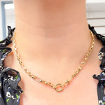 Load image into Gallery viewer, 568A/426. 14K Solid Gold Hollow Long and Short Fancy Necklace