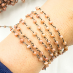 Load image into Gallery viewer, Coated Peach Quartz Wire Chain