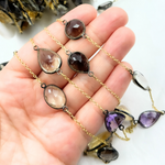 Load image into Gallery viewer, Multi Gemstone Organic Shape Connected Wire Chain.