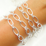 Load image into Gallery viewer, Sterling Silver Textured & Smooth Oval Links Chain
