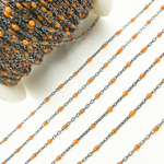 Load image into Gallery viewer, Oxidized Sterling Silver Enamel Orange Color Cable Chain