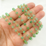 Load image into Gallery viewer, Chrysoprase Gemstone Faceted Rondels Wire Wrapped Chain