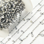 Load image into Gallery viewer, Pearl & CZ Dangle Oxidized Wire Chain
