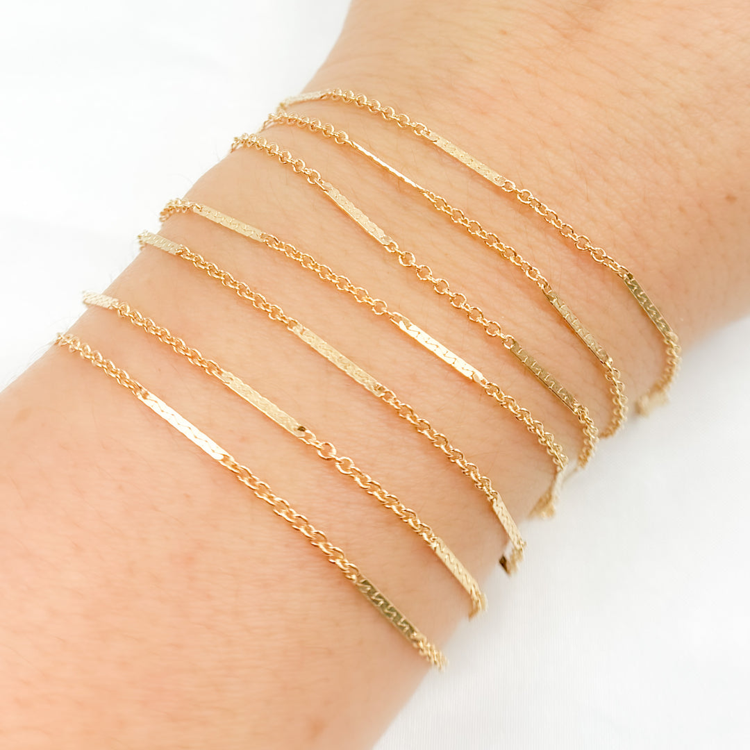 14K Gold-Filled Cable and Bars Chain