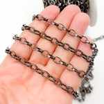 Load image into Gallery viewer, Black Rhodium Sterling Silver Flat Oval Link Chain
