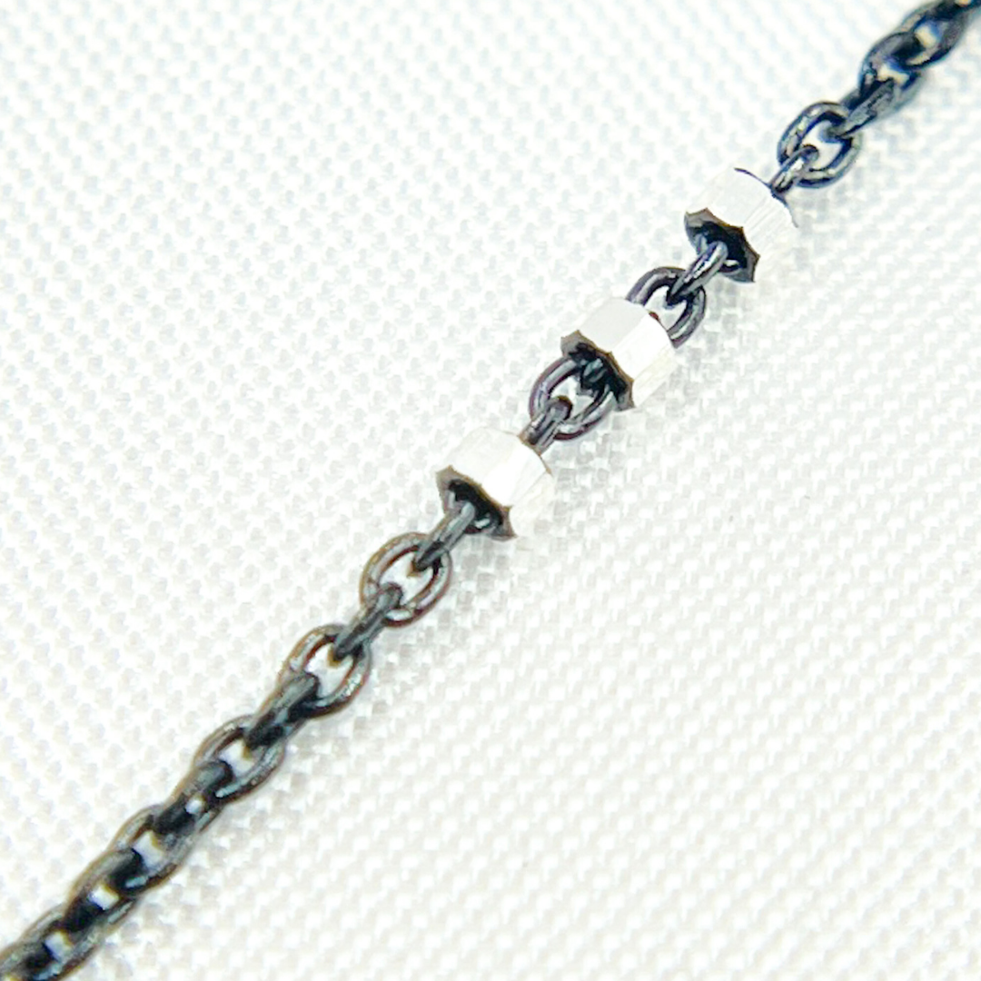 Black Rhodium 925 Sterling Silver Satellite 3 Cubes Chain