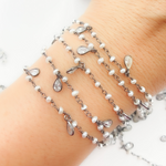 Load image into Gallery viewer, Pearl & CZ Dangle Oxidized Wire Chain