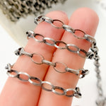 Load image into Gallery viewer, Oxidized Sterling Silver Marquise Shape Link Chain