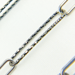 Load image into Gallery viewer, Black Rhodium 925 Sterling Silver Smooth & Diamond Cut Paperclip Chain
