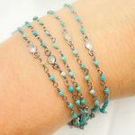 Load image into Gallery viewer, Chrysocolla and C.Z. Oxidized Wire Chain.