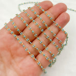 Load image into Gallery viewer, Gold Plated Enamel Sterling Silver Turquoise Enamel Chain
