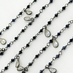 Load image into Gallery viewer, Coated Blue Silverite & CZ Dangle Oxidized Wire Chain.
