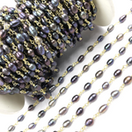 Load image into Gallery viewer, Peacock Freshwater Pearl Wire Wrap Chain.