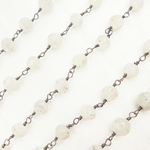 Load image into Gallery viewer, Rainbow Moonstone Round Shape Oxidized Wire Chain.