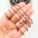 Load image into Gallery viewer, Garnet & CZ Dangle Oxidized Wire Chain