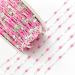 Load image into Gallery viewer, Sterling Silver Pink Color Enamel Marina Link Chain