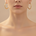 Load image into Gallery viewer, GER58. 14K Gold Hoop Earrings with Engraved Tornado Design