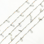 Load image into Gallery viewer, Multi Moonstone & CZ Dangle Oxidized Wire Chain.