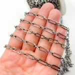 Load image into Gallery viewer, Black Rhodium Sterling Silver Flat Paperclip Long and Short Chain