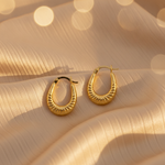 Load image into Gallery viewer, GER177. 14K Solid Gold Croissant Hoops