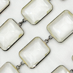 Load image into Gallery viewer, Crystal Large Rectangle Shape Bezel Oxidized Wire Chain.