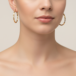 Load image into Gallery viewer, GER124. 14K Solid Gold Twisted Hollow Hoop with Engraved