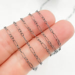 Load image into Gallery viewer, Black Rhodium Sterling Silver Smooth Long and Short Link Chain