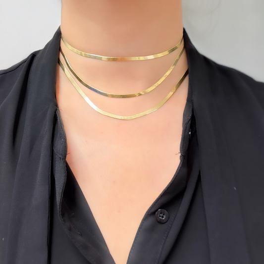 Gold Plated 3.4mm Herringbone Necklace