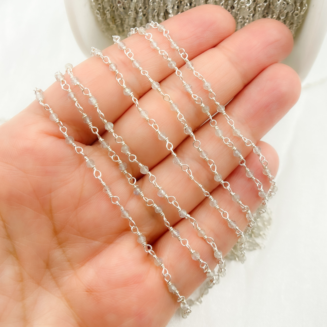Labradorite 925 Sterling Silver Wire Chain