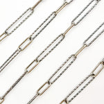 Load image into Gallery viewer, Oxidized Sterling Silver Paperclip Diamond Cut and Smooth Links Chain