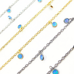 Load image into Gallery viewer, Created Blue Opal Round Shape Dangle Chain