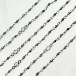 Load image into Gallery viewer, Coated Black Spinel & Round CZ Wire Wrap Chain