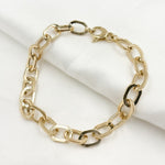 Load image into Gallery viewer, 14K Solid Hollow Gold Flat Oval Link Bracelet